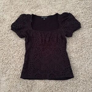 I.N.C Women's Black Eyelet Top size XS